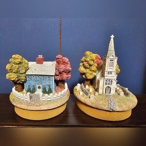 Charming Village House and Church Figurines